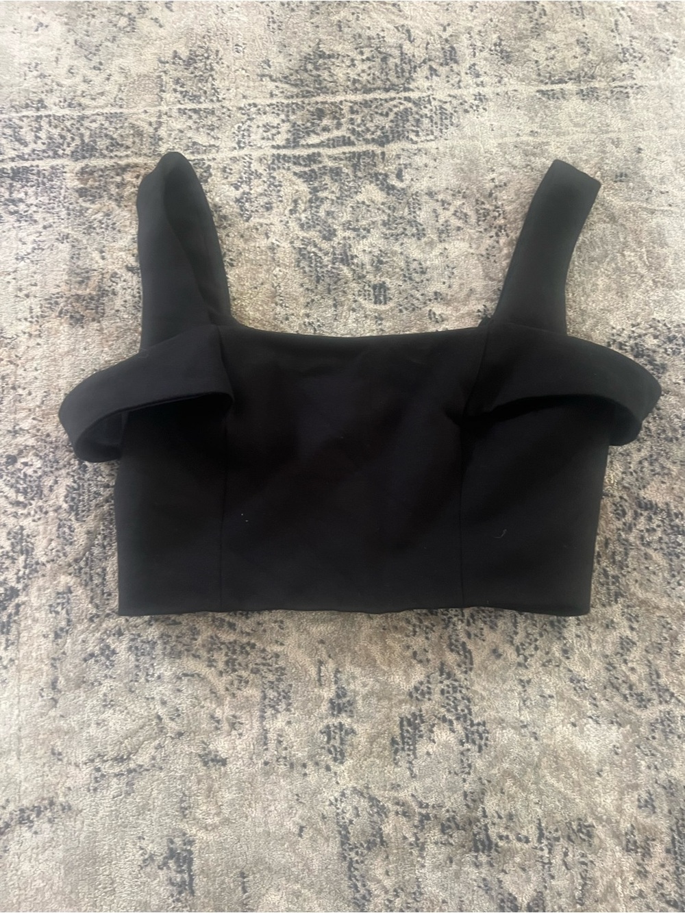 NICHOLAS Black Square Neck Crop Top with Wide Straps